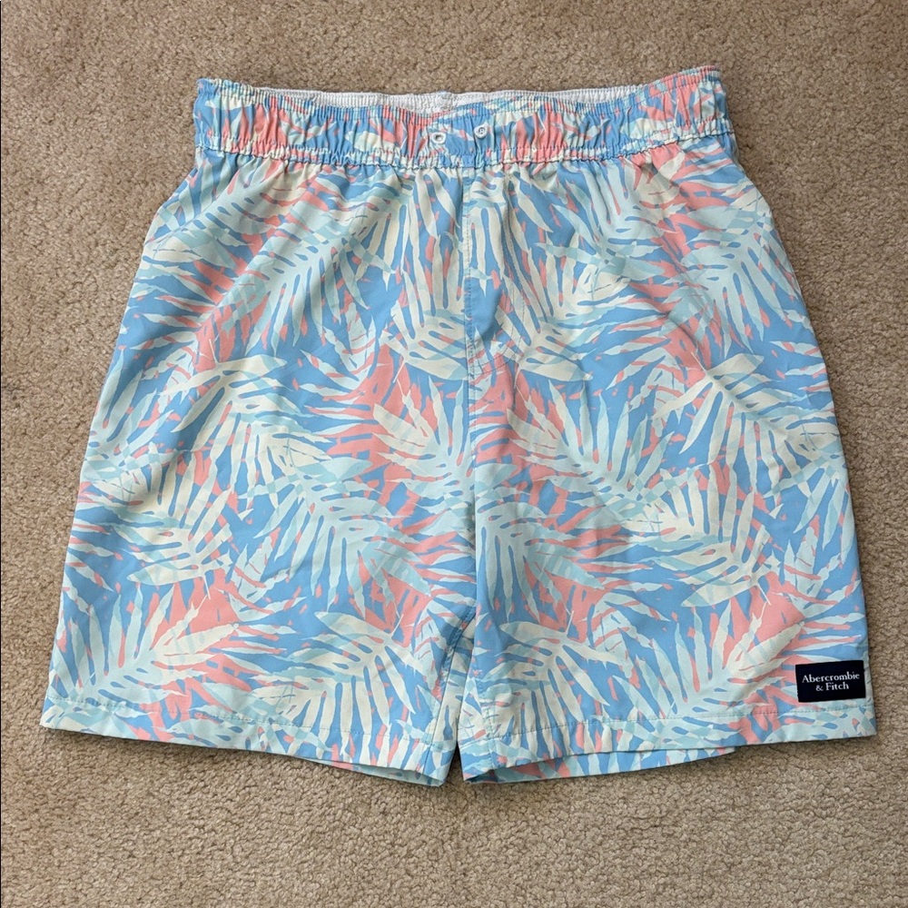 Abercrombie Kids Tropical Blue and Pink Swim Trunks